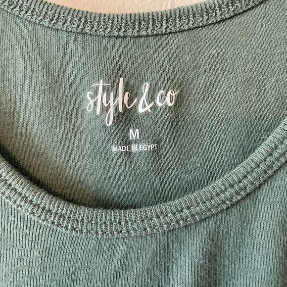 🔥 Style & Co. | Green Cotton Knit Tank Top/Camisole Sz Medium - Picture 3 of 5